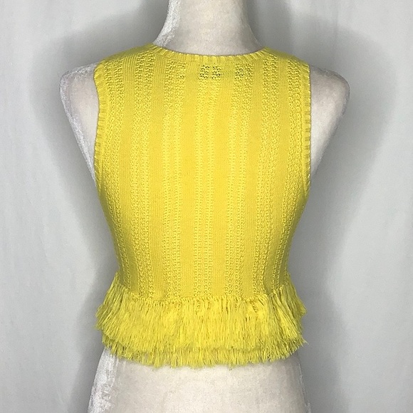 Rachel Antonoff Lewis Fringe Shell Sleeveless Knit Crop Top With Fringe Trim S - Picture 6 of 13